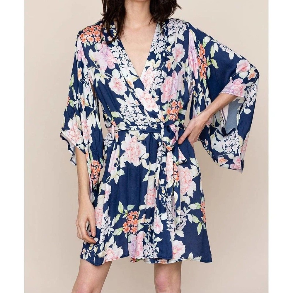 Yumi Kim secret admirer kyoto robe Sz XL Floral navy A26C